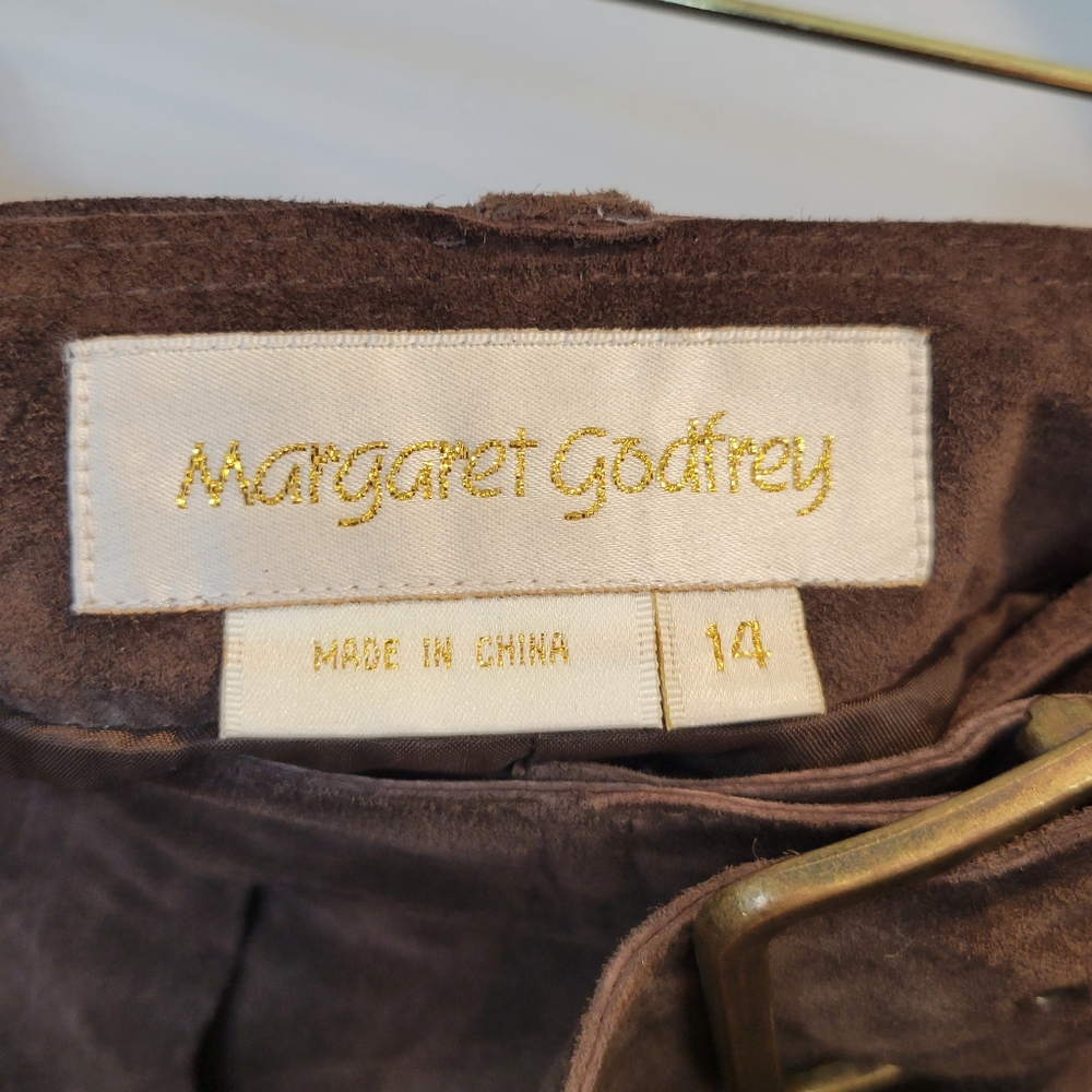 Margaret Godfrey | Suede Leather A Line Midi Skirt Brown - Picture 6 of 10